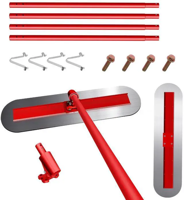 Main image of 48''x12'' Bull Float Concrete Tool with 4 Combinable Handles Adjustable Concrete Bull Float for Concrete Finishing, Aluminum Alloy Concrete Float, Red