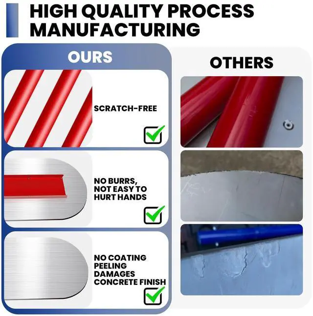 Alt view image 4 of 7 - 48''x12'' Bull Float Concrete Tool with 4 Combinable Handles Adjustable Concrete Bull Float for Concrete Finishing, Aluminum Alloy Concrete Float, Red