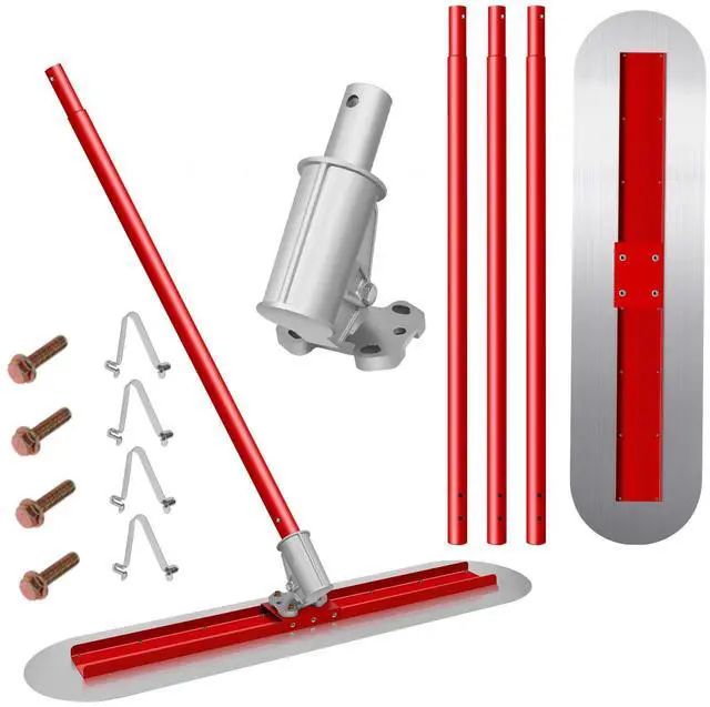 Main image of 48" Concrete Bull Float Screed Tool, Stainless Steel Trowel Board, 3 Adjustable Poles, 213.7" Max Length, Angle Adjustable for Concrete Leveling