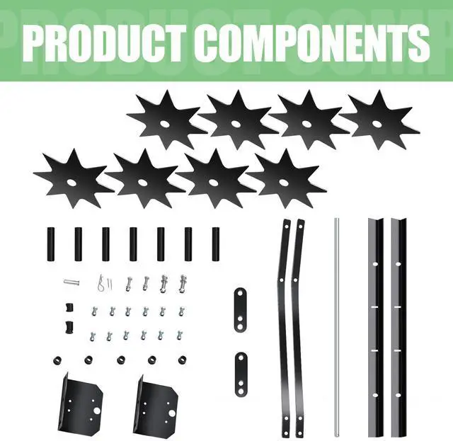Alt view image 7 of 7 - 32" Manual Rolling Lawn Aerator Roller, Push & Tow Behind Lawn Aerator Tool with 8 Spikes for Lawn Yard Patio Garden, Black