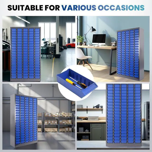 Alt view image 3 of 7 - 100-Drawer Parts Cabinet, Bolt Bins Nut and Bolt Organizer with ABS Drawers & Dividers, Heavy Duty Rust Resistant Steel Hardware Storage Cabinet with Labels for Garage Workshop Shop