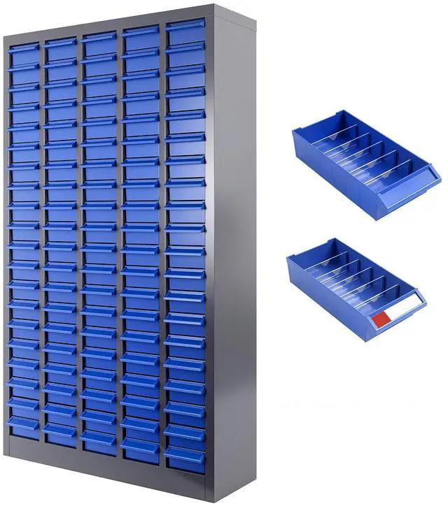 Main image of 100-Drawer Parts Cabinet, Bolt Bins Nut and Bolt Organizer with ABS Drawers & Dividers, Heavy Duty Rust Resistant Steel Hardware Storage Cabinet with Labels for Garage Workshop Shop