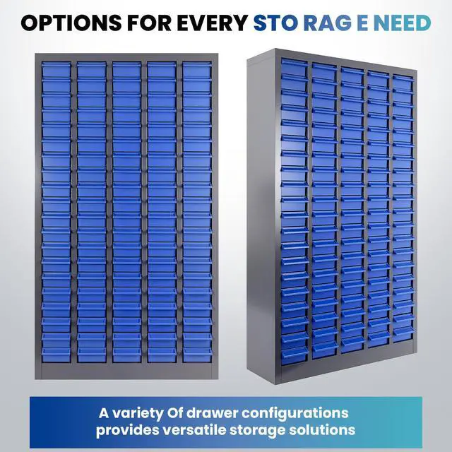 Alt view image 6 of 7 - 100-Drawer Parts Cabinet, Bolt Bins Nut and Bolt Organizer with ABS Drawers & Dividers, Heavy Duty Rust Resistant Steel Hardware Storage Cabinet with Labels for Garage Workshop Shop