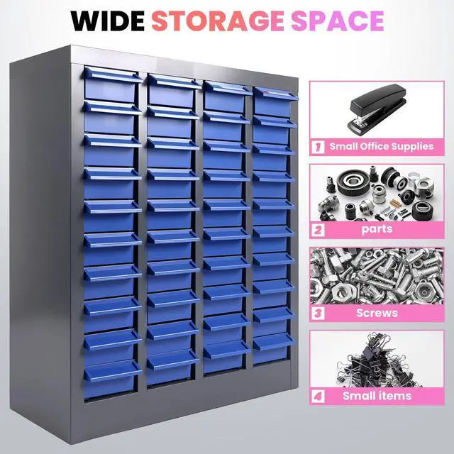 Alt view image 5 of 7 - 40/100-Drawer Parts Cabinet, Bolt Bins Nut and Bolt Organizer with ABS Drawers & Dividers, Heavy Duty Rust Resistant Steel Hardware Storage Cabinet with Labels for Garage
