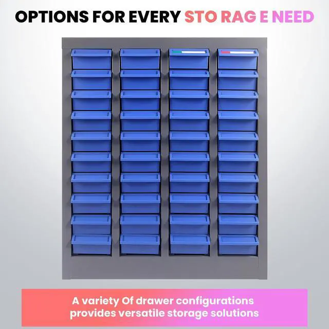 Alt view image 7 of 7 - 40/100-Drawer Parts Cabinet, Bolt Bins Nut and Bolt Organizer with ABS Drawers & Dividers, Heavy Duty Rust Resistant Steel Hardware Storage Cabinet with Labels for Garage