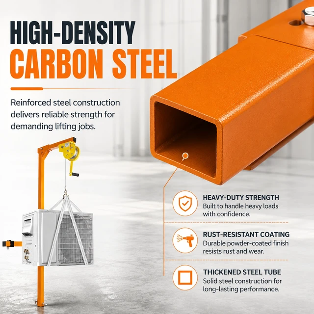 Alt view image 4 of 7 - Air Lift Crane for Air Conditioner, 400 LBS Outdoor Installation AC Hoist Air Conditioner Lifting Crane with 1200 LBS Winch, Wire Rope and Triangular Frame for Manual Lifting Tools and Crane Lift