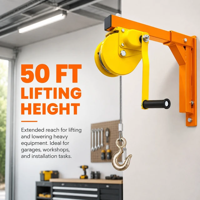 Alt view image 6 of 7 - Air Lift Crane for Air Conditioner, 400 LBS Outdoor Installation AC Hoist Air Conditioner Lifting Crane with 1200 LBS Winch, Wire Rope and Triangular Frame for Manual Lifting Tools and Crane Lift