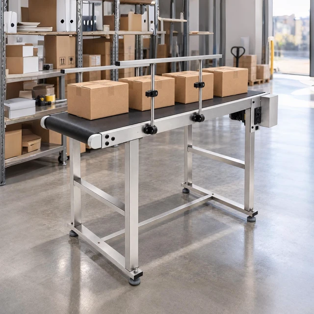 Alt view image 2 of 7 - Electric Desktop Conveyor Belt 110V 120W Adjustable Speed 110 LBS Load Electric Metal Desktop Conveyor Belt 2mm Thick Frame, Wear Resistant Belt, Rounded Edges for Durable Industrial Use