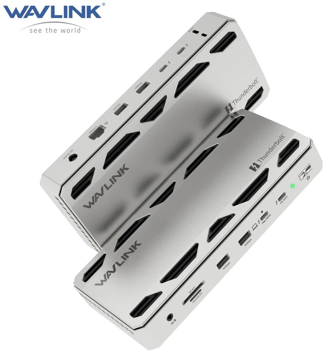 Main image of WAVLINK Thunderbolt 5 Docking Station with NVMe M.2, 120Gbps, 140W PD IN, 2x 6K/8K Display, 2.5G Ethernet, 64Gbps M.2 SSD Transfer, 4x 10Gbps USB-A, SD for Mac & Windows TBT 5/4, USB4 & USB-C Laptops