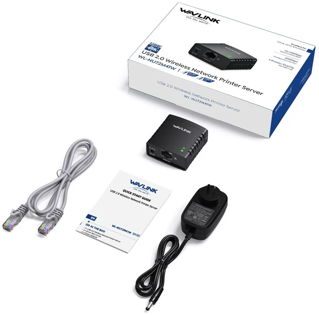 Alt view image 7 of 7 - WAVLINK USB 2.0 Network Print Server, Wired 10/100Mbps LAN & 300Mbps Wireless WiFi Print Share Adapter, RAW TCP/IP Printing (Port 9100), Support JetDirect & Samba, Expandable to Printers/USB Storages