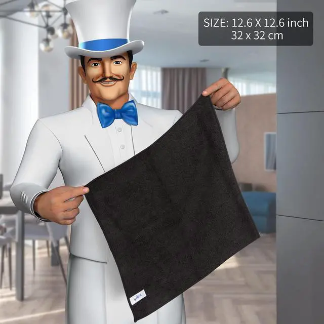 Alt view image 2 of 7 - Microfiber Cleaning Cloth, All-Purpose Microfiber Towels, Streak Free Cleaning Rags, Pack of 12, Black, Size 32 x 32 cm(12.6 x 12.6 inch)