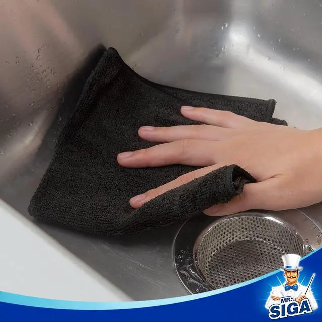 Alt view image 4 of 7 - Microfiber Cleaning Cloth, All-Purpose Microfiber Towels, Streak Free Cleaning Rags, Pack of 12, Black, Size 32 x 32 cm(12.6 x 12.6 inch)