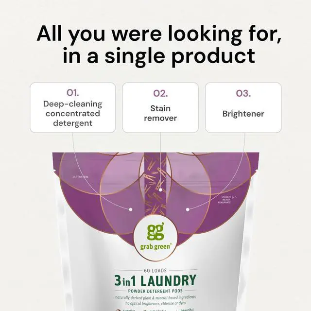 Alt view image 2 of 7 - Natural 3 in 1 Laundry Detergent Pods, Lavender + Vanilla-With Essential Oils, 24 Loads, Organic Enzyme-Powered, Plant & Mineral-Based, 13.5 Ounce