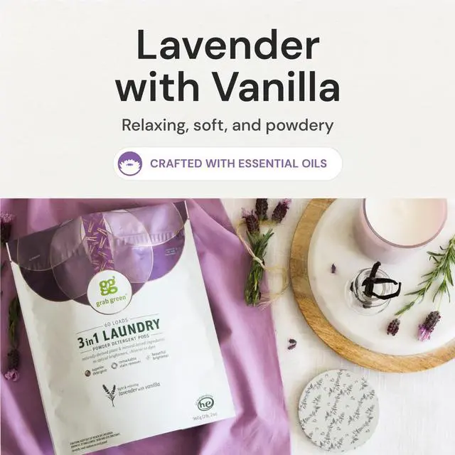 Alt view image 5 of 7 - Natural 3 in 1 Laundry Detergent Pods, Lavender + Vanilla-With Essential Oils, 24 Loads, Organic Enzyme-Powered, Plant & Mineral-Based, 13.5 Ounce