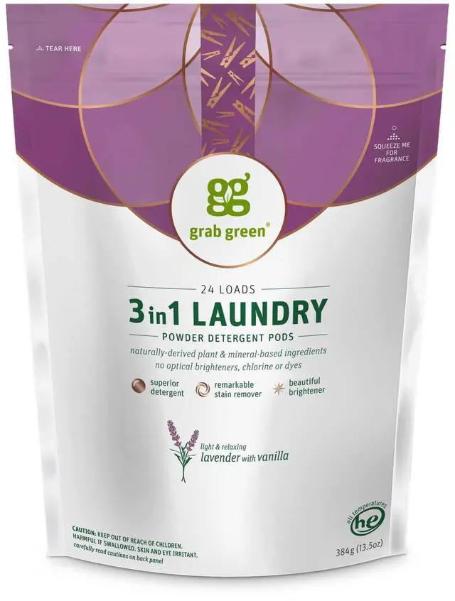 Main image of Natural 3 in 1 Laundry Detergent Pods, Lavender + Vanilla-With Essential Oils, 24 Loads, Organic Enzyme-Powered, Plant & Mineral-Based, 13.5 Ounce