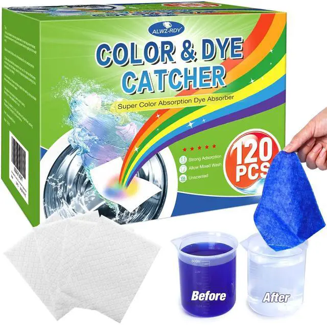 Main image of Color Dye Catchers for Laundry 120ct, Super Absorption Color Trapping Sheets Allow Mixed Wash, Dye Guard Grabber Sheets for Home or School, Maintain Original Color of Clothing, Fragrance Free, White