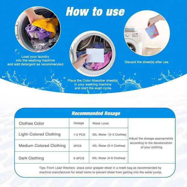 Alt view image 4 of 6 - Color Dye Catchers for Laundry 120ct, Super Absorption Color Trapping Sheets Allow Mixed Wash, Dye Guard Grabber Sheets for Home or School, Maintain Original Color of Clothing, Fragrance Free, White