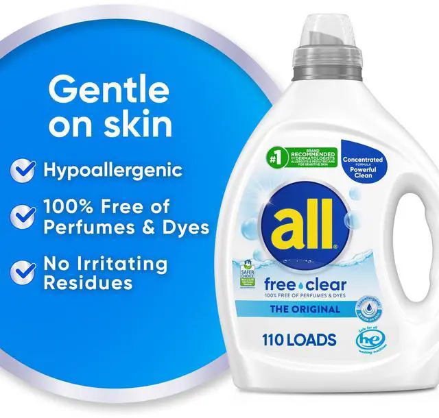 Alt view image 2 of 5 - free clear, Original, Liquid Laundry Detergent for Sensitive Skin, Unscented and Hypoallergenic, Concentrated, 82.5oz, 110 Loads