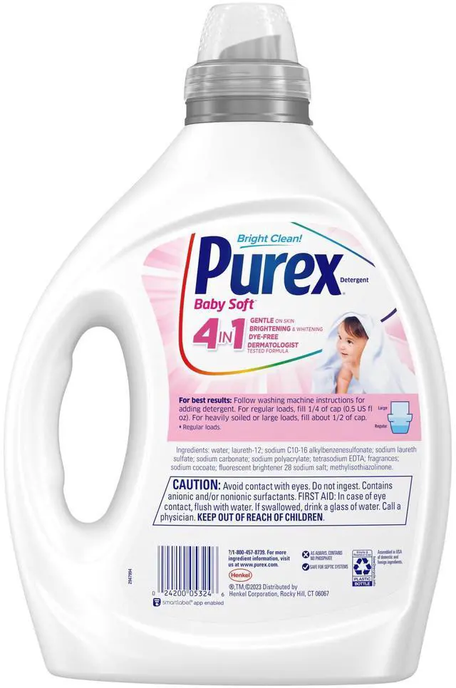 Alt view image 5 of 7 - Baby Soft Liquid Laundry Detergent, Ultra Concentrated, 82.5 fl oz, 165 Loads, Hypoallergenic, Dye Free, Gentle on Skin