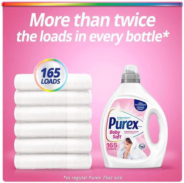 Alt view image 6 of 7 - Baby Soft Liquid Laundry Detergent, Ultra Concentrated, 82.5 fl oz, 165 Loads, Hypoallergenic, Dye Free, Gentle on Skin