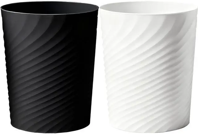 Main image of Small Bathroom Trash Can 1.8 Gallon Wastebasket Recycling Bin for Bedroom Office Kitchen, Black White, 2 Pack