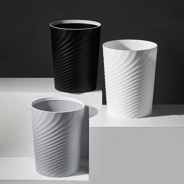 Alt view image 3 of 7 - Small Bathroom Trash Can 1.8 Gallon Wastebasket Recycling Bin for Bedroom Office Kitchen, Black White, 2 Pack
