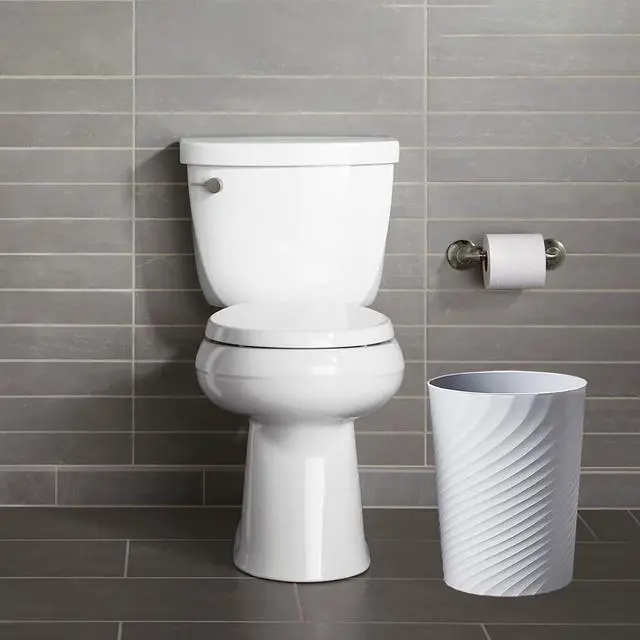 Alt view image 4 of 7 - Small Bathroom Trash Can 1.8 Gallon Wastebasket Recycling Bin for Bedroom Office Kitchen, Black White, 2 Pack