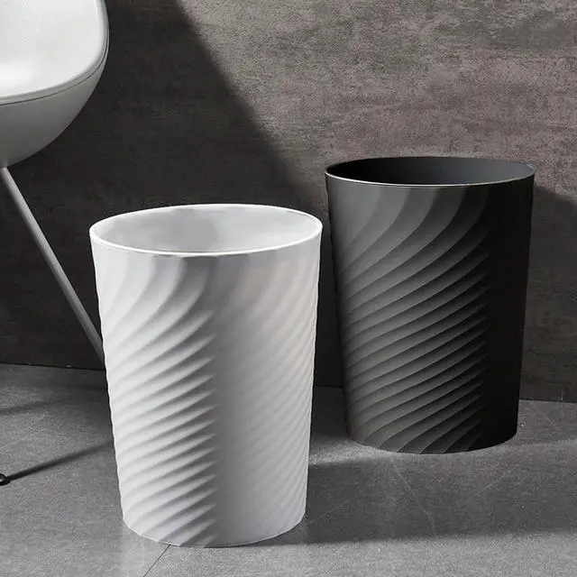 Alt view image 7 of 7 - Small Bathroom Trash Can 1.8 Gallon Wastebasket Recycling Bin for Bedroom Office Kitchen, Black White, 2 Pack