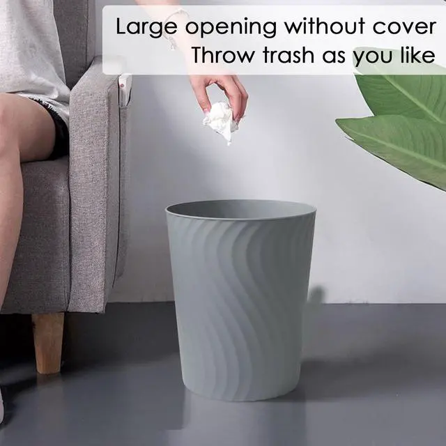 Alt view image 3 of 6 - Small Trash Can, 3 Pack 1.8 Gallons Bathroom Trash Can Waste Basket, Round Garbage Can, Plastic Trash Bin for Kitchen, Dorm, Bedroom, Office, Living Room, Study, Compact Spaces(Grey)