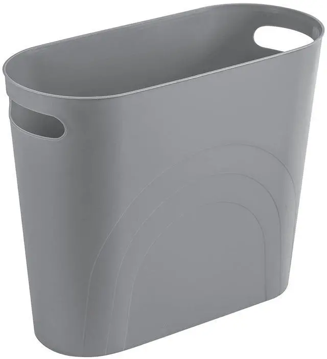Main image of Small Trash Can, 3.5 Gallon Slim Garbage Can Plastic Waste Basket with Handles Container Bin for Narrow Spaces Bathroom, Bedroom, Kitchen, Office at Home, Grey