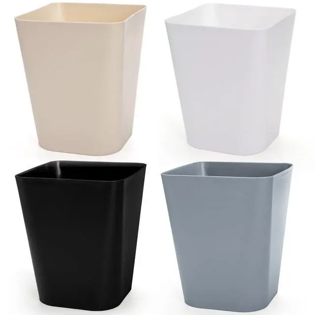 Main image of Set of 4 Plastic Small Trash Can - 1.6 Gallon Square Wastebasket Garbage Can for Home Kitchen Office Bathroom