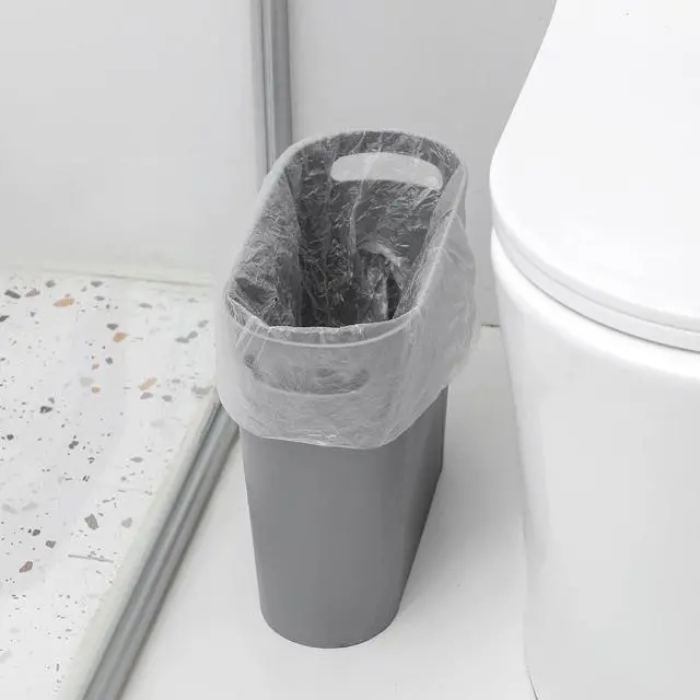 Alt view image 5 of 7 - Small Trash Can, 3.5 Gallon Slim Garbage Can Plastic Waste Basket with Handles Container Bin for Narrow Spaces Bathroom, Bedroom, Kitchen, Office at Home, Grey