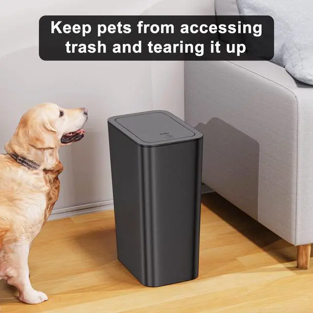 Alt view image 3 of 7 - Bathroom Trash Can with Lid 3 Pack Set, 2 Packs 4 Gal Slim Kitchen Trash Bin and 1 Pack 2.6Gal Garbage Can, Small Trash Can/Trash Bin/Waste Basket for Bedroom (Black, Pack of 3)