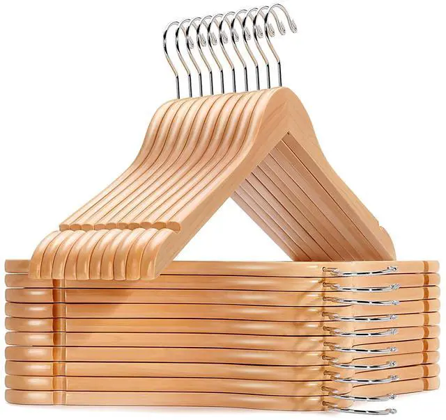 Main image of 20 Pack Natural Wooden Shirt Hangers, Premiun Wood Coat Hangers Without bar, Clothes Hangers for Jacket, Bridal (Natural, 20)