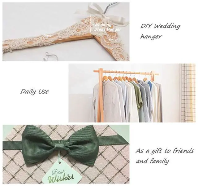 Alt view image 7 of 7 - 20 Pack Natural Wooden Shirt Hangers, Premiun Wood Coat Hangers Without bar, Clothes Hangers for Jacket, Bridal (Natural, 20)