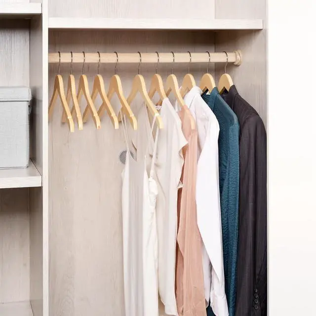 Alt view image 6 of 7 - 20 Pack Natural Wooden Shirt Hangers, Premiun Wood Coat Hangers Without bar, Clothes Hangers for Jacket, Bridal (Natural, 20)