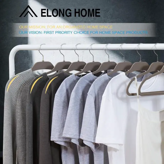 Alt view image 2 of 7 - Plastic Hangers for Clothes, Upgraded Rubber Non Slip Clothes Hangers, Non Velvet Durable Clothing Hangers, 15.7 Inches for Adults Clothes, Gray, 20 Pack