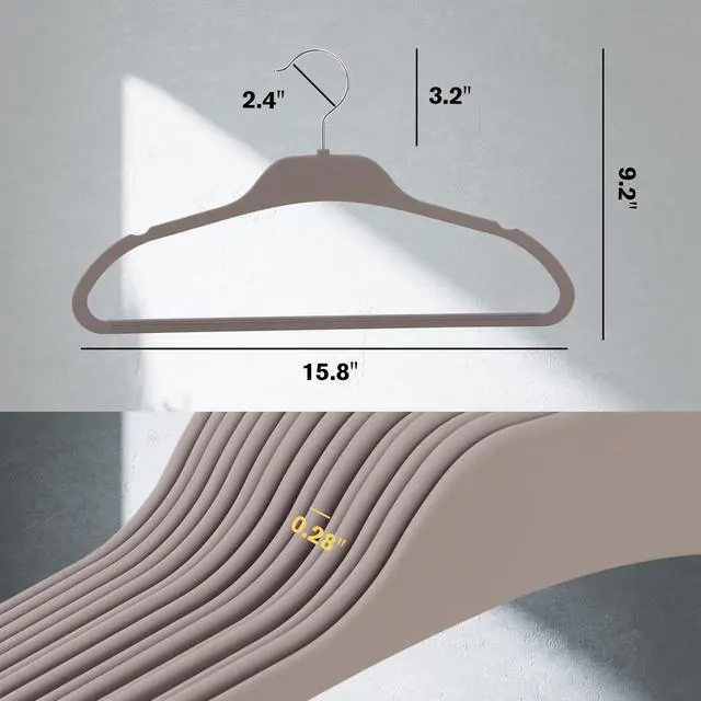 Alt view image 3 of 7 - Plastic Hangers for Clothes, Upgraded Rubber Non Slip Clothes Hangers, Non Velvet Durable Clothing Hangers, 15.7 Inches for Adults Clothes, Gray, 20 Pack