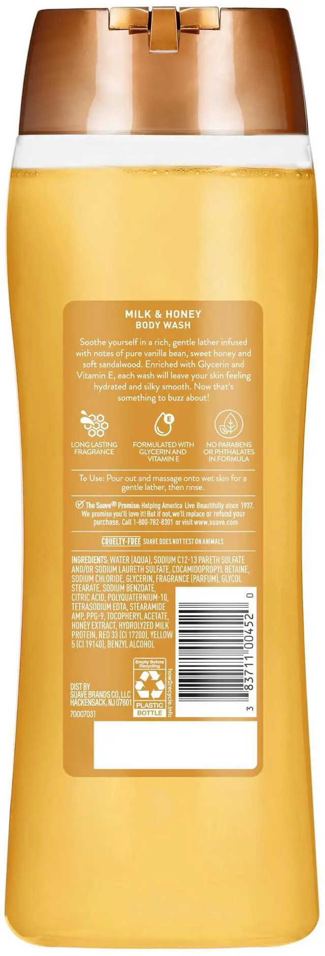 Alt view image 6 of 7 - Moisturizing Body Wash, with Milk & Honey and Vitamin E Extract, No Parabens, No Phtahaltes, 18 Oz Pack of 6