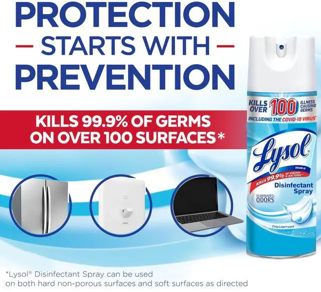 Alt view image 4 of 6 - Disinfectant Spray, Household Cleaning Supplies, Disinfecting Multi-Purpose Room Spray, Antibacterial Sanitizer, Deodorizer, Kills Hantavirus, Crisp Linen, 12.5 Fl Oz (Pack of 2)