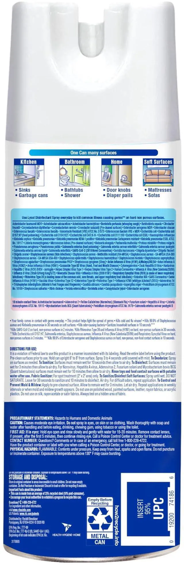 Alt view image 6 of 6 - Disinfectant Spray, Household Cleaning Supplies, Disinfecting Multi-Purpose Room Spray, Antibacterial Sanitizer, Deodorizer, Kills Hantavirus, Crisp Linen, 12.5 Fl Oz (Pack of 2)