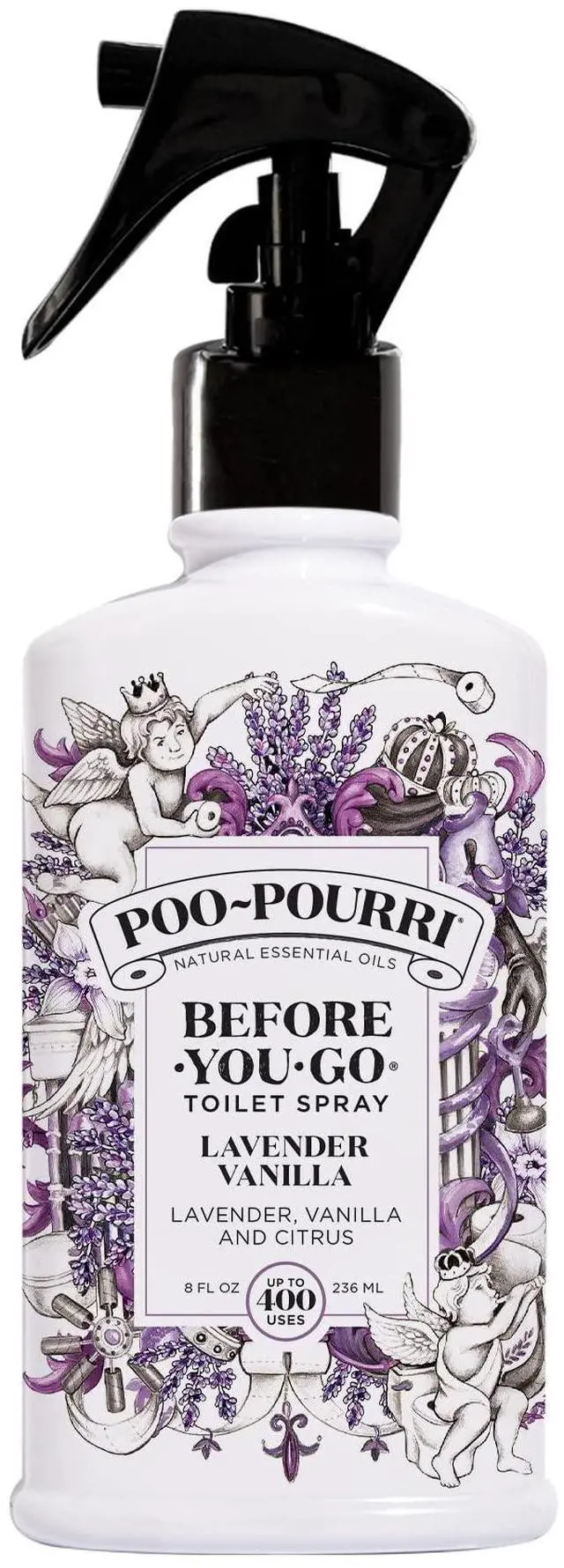 Main image of Before-You-Go 8oz Air & Toilet Freshener Lavender Vanilla Spray Instantly Works to Trap Bathroom Odor Plant Based Ingredients & Essential Oils with Lavender, Vanilla & Citrus