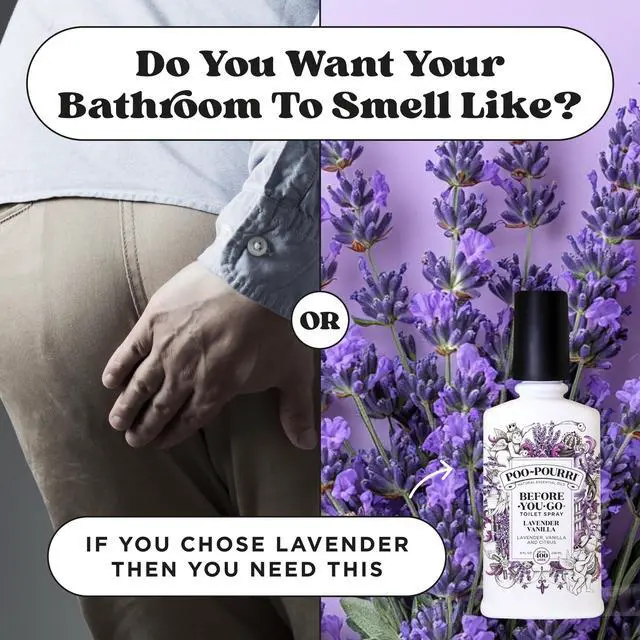 Alt view image 6 of 7 - Before-You-Go 8oz Air & Toilet Freshener Lavender Vanilla Spray Instantly Works to Trap Bathroom Odor Plant Based Ingredients & Essential Oils with Lavender, Vanilla & Citrus