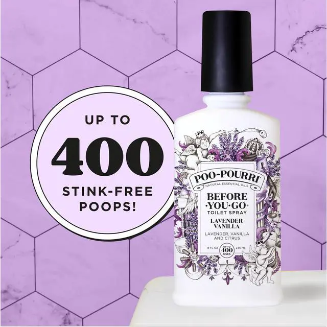 Alt view image 5 of 7 - Before-You-Go 8oz Air & Toilet Freshener Lavender Vanilla Spray Instantly Works to Trap Bathroom Odor Plant Based Ingredients & Essential Oils with Lavender, Vanilla & Citrus