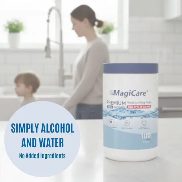 Alt view image 4 of 7 - 75% Large Alcohol Wipes (2, 100ct Canisters, 200ct) - Hand Sanitizer Wipes, Unscented Hand Wipe, Cleaning, Sanitizing Wipe - Home, Office, Classroom, Car, Camping
