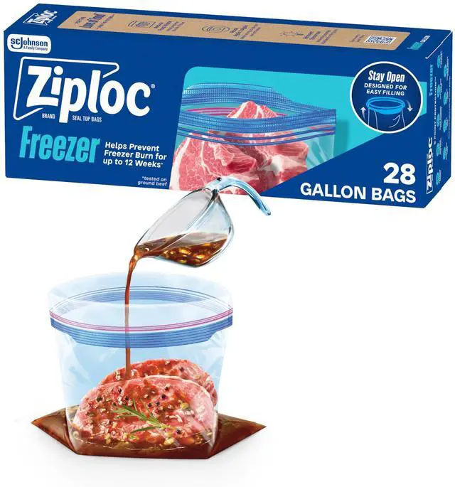 Main image of Gallon Food Storage Freezer Bags, Stand-Up Bottom, Easy to Fill, 28 Count