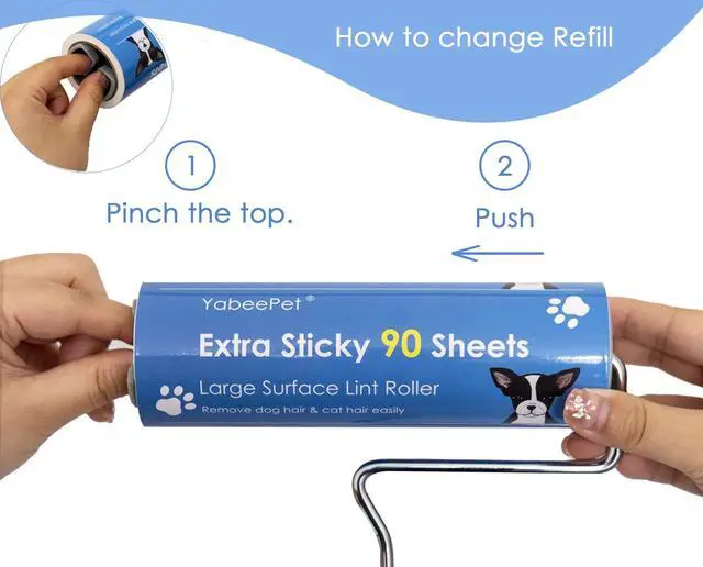 Alt view image 3 of 6 - Extra Sticky Large Surface Lint Roller, 6.3'' Giant Lint Roller for Pet Hair, Lint Remover Roller for Cat Hair, Clothes, Furniture (1 Handle + 450 Sheets)