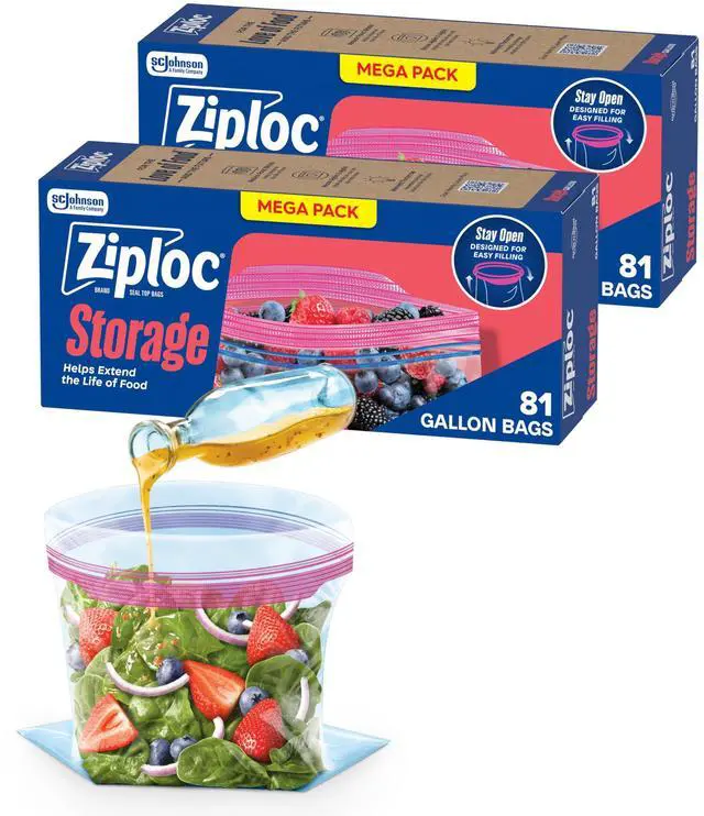 Main image of Gallon Food Storage Bags, Stand-Up Bottom, Easy to Fill, 162 Count