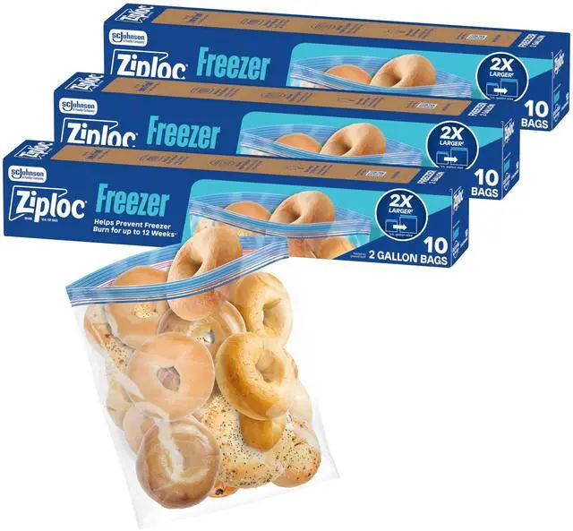 Main image of Two Gallon Food Storage Freezer Bags, 30ct Total, Easy Open and Close, 10 Count, Pack of 3