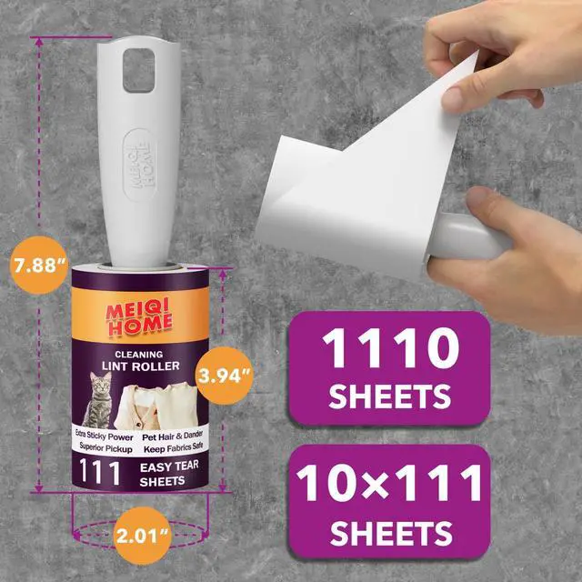 Alt view image 6 of 6 - Lint Rollers for Pet Hair Extra Sticky, 1110 Sheets Mega Value Set Lint Roller with 5 Upgraded Handles, 10 Rollers Portable Pet Lint Roller for Clothes, Furniture, Dog & Cat Hair Removal